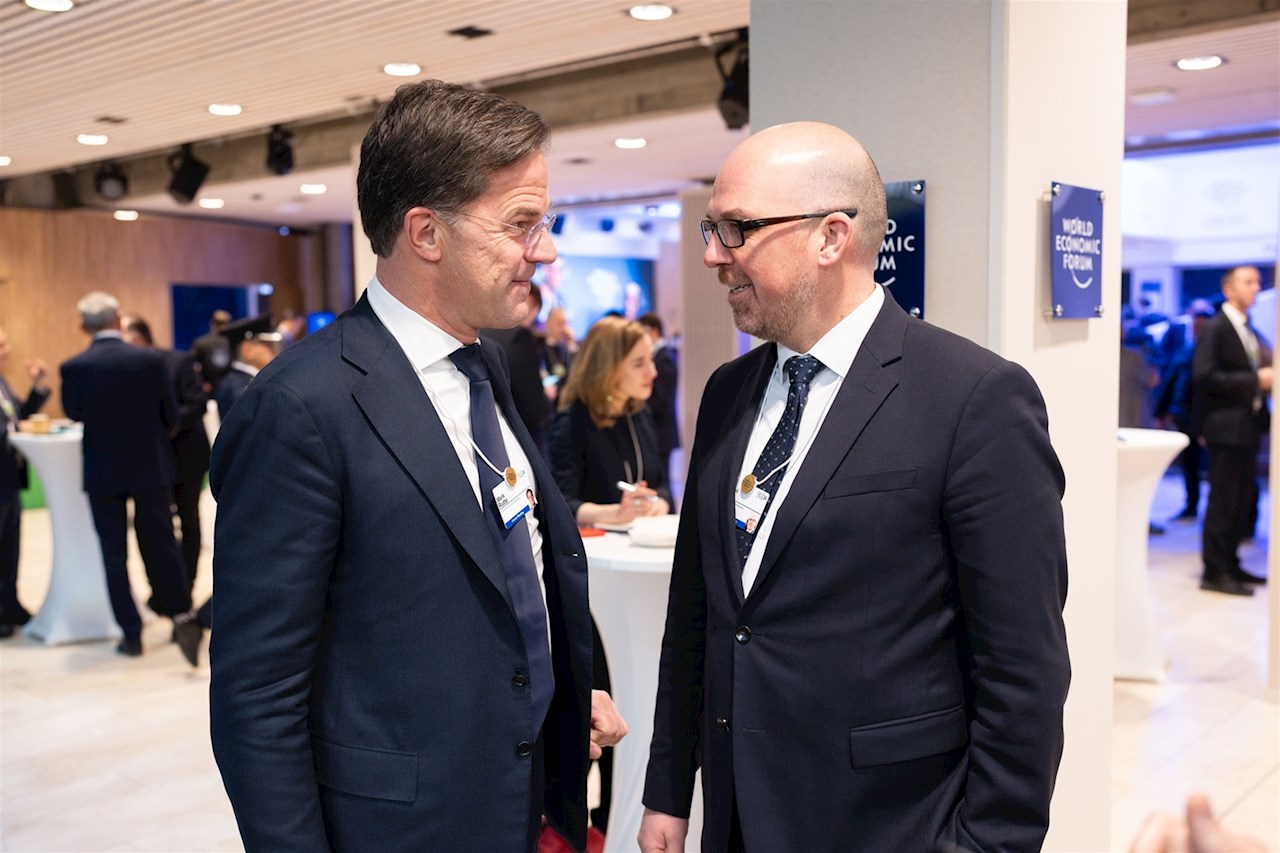 S.D. Erbprinz Alois von und zu Liechtenstein und Regierungschef Daniel Risch am WEF in Davos