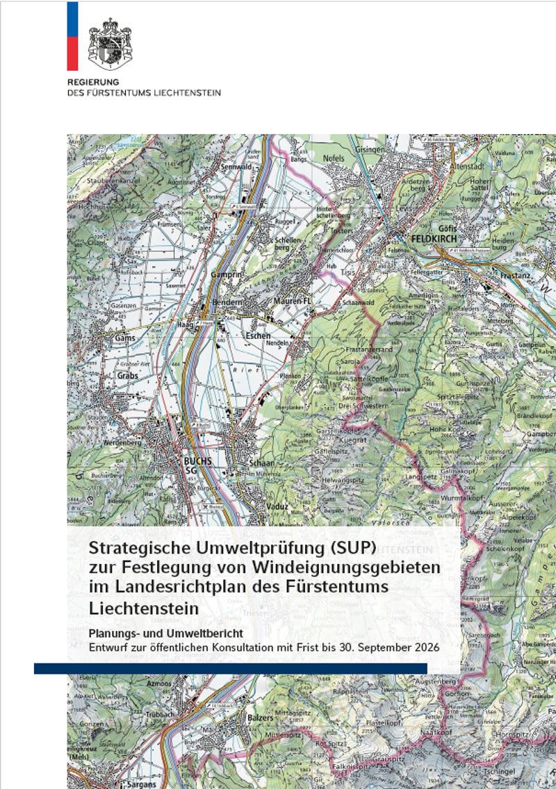 Coverbild von Strategische Umweltprüfung (SUP) zur Festlegung von Windeignungsgebieten im Landesrichtplan – Entwurf Planungs- und Umweltbericht