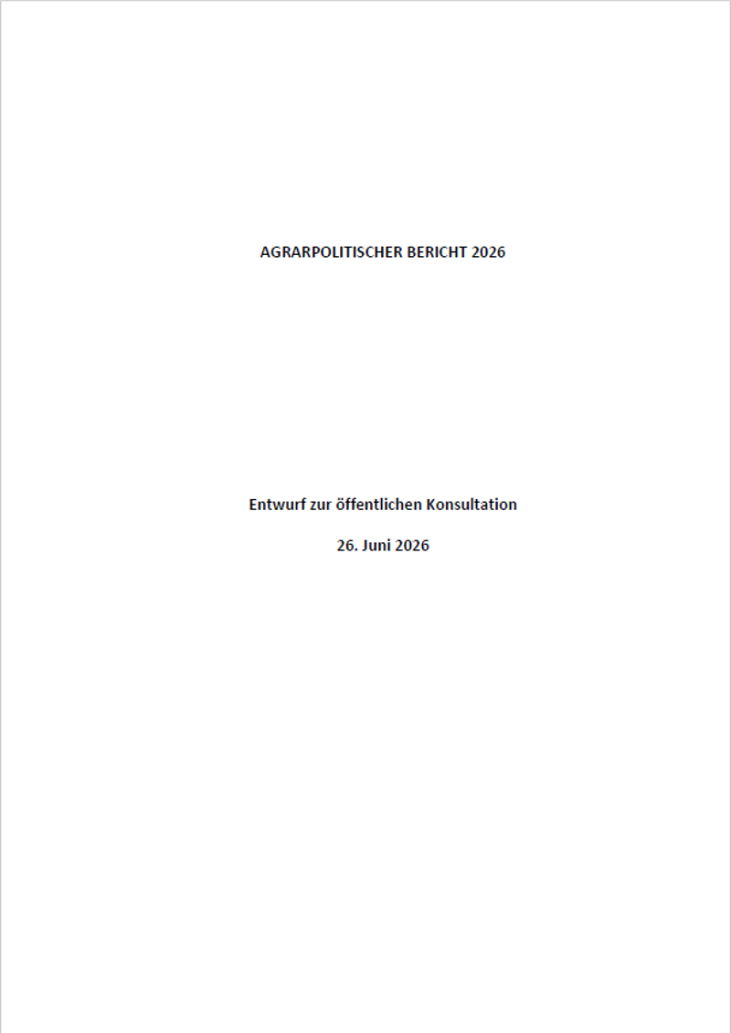 Coverbild von Entwurf Agrarpolitischer Bericht 2026