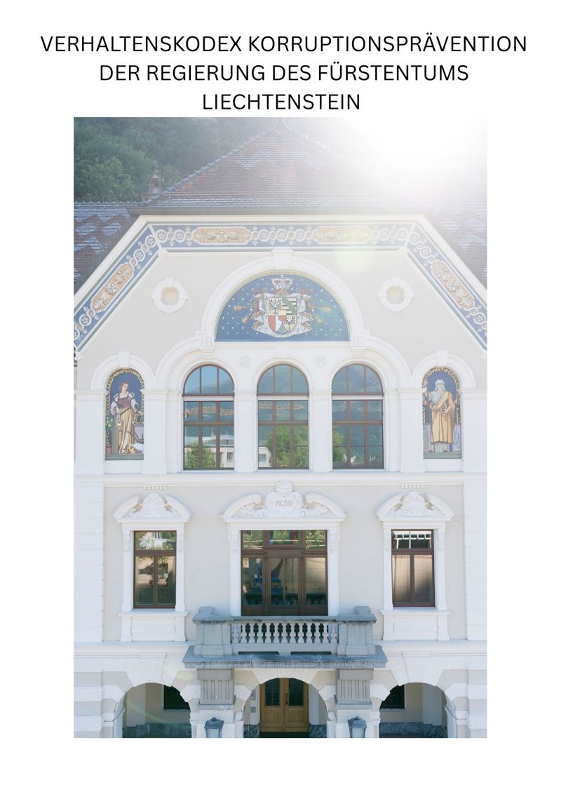 Coverbild von Verhaltenskodex Korruptionsprävention der Regierung des Fürstentums Liechtenstein